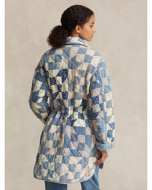 Ralph Lauren Blue Polo Patchwork Quilted Cotton Jacket