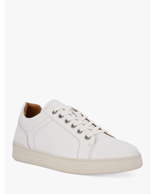 Dune White Toledo Low Top Leather Trainers for men