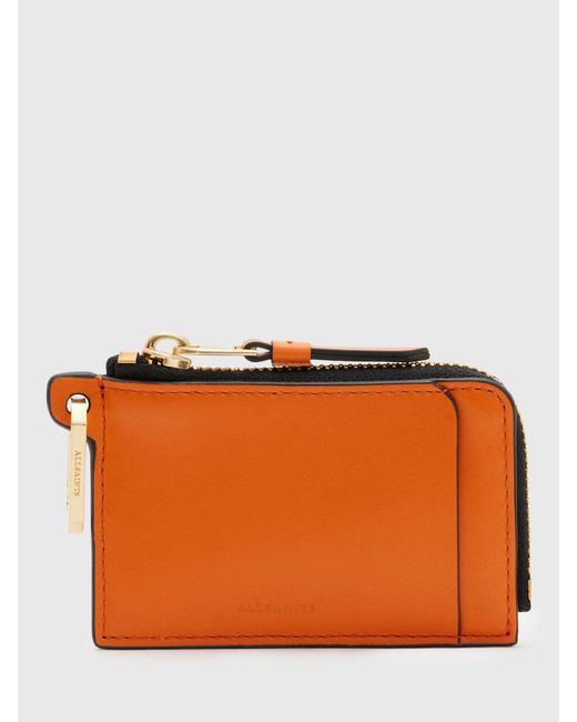 AllSaints Orange Remy Leather Wallet