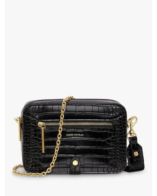 Jasper Conran Black Celeste Croc Effect Toaster Cross Body Bag