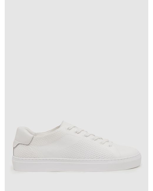Reiss White Finley Knit Low Top Trainers for men