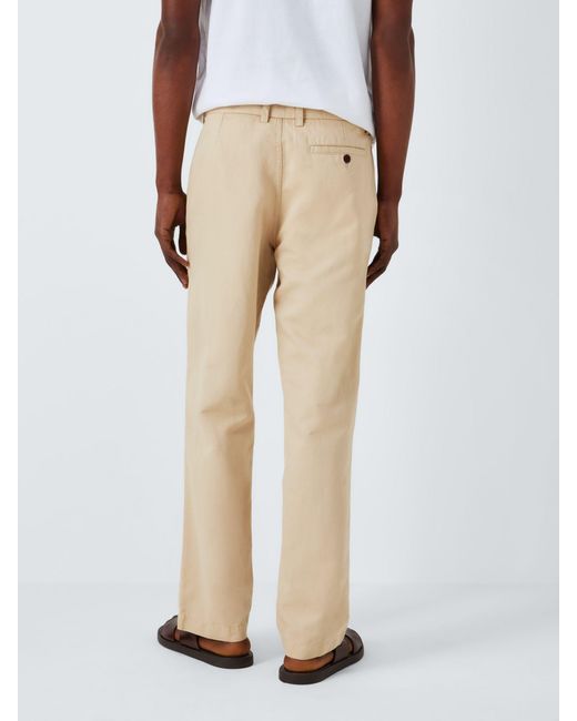 John Lewis Green Straight Fit Cotton Linen Chinos for men