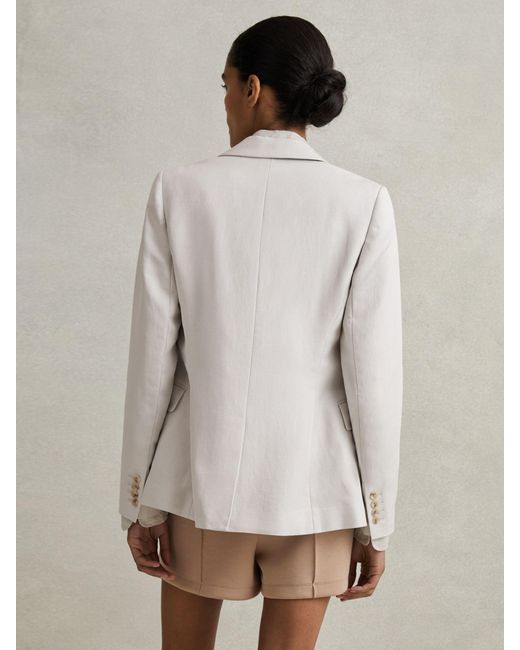 Reiss Gray Farrah Linen Blend Suit Blazer