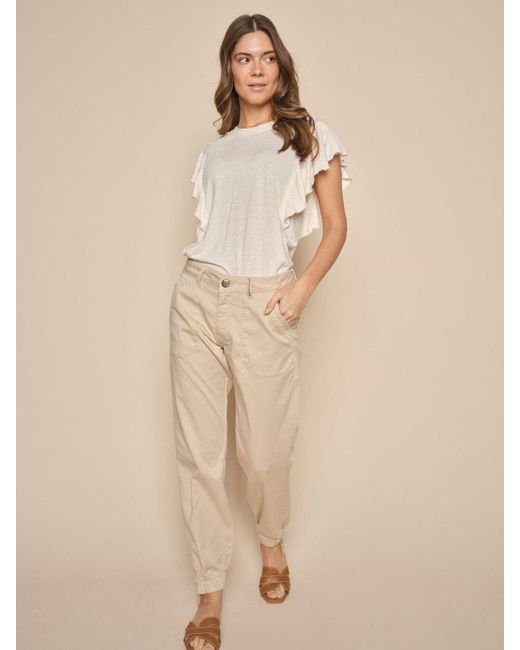 Mos Mosh Natural Naomi Embroidered Mid Waist Trousers