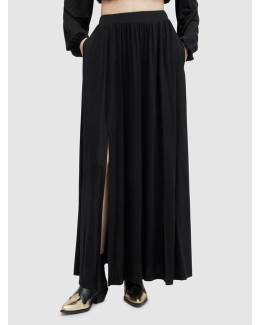 AllSaints Black Casandra Draped Maxi Skirt
