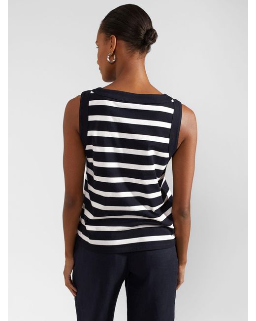 Hobbs Blue Maddy Cotton Striped Top