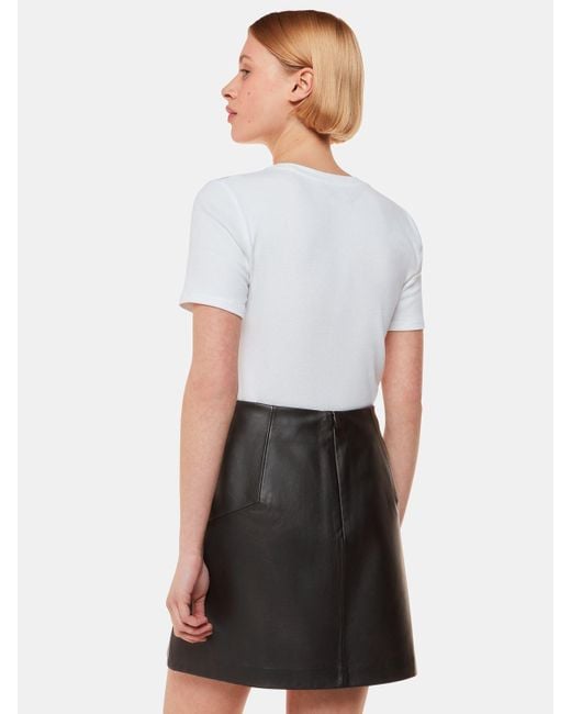 Whistles White A-line Leather Mini Skirt