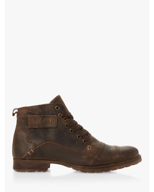 Dune Brown Simon Leather Boots for men