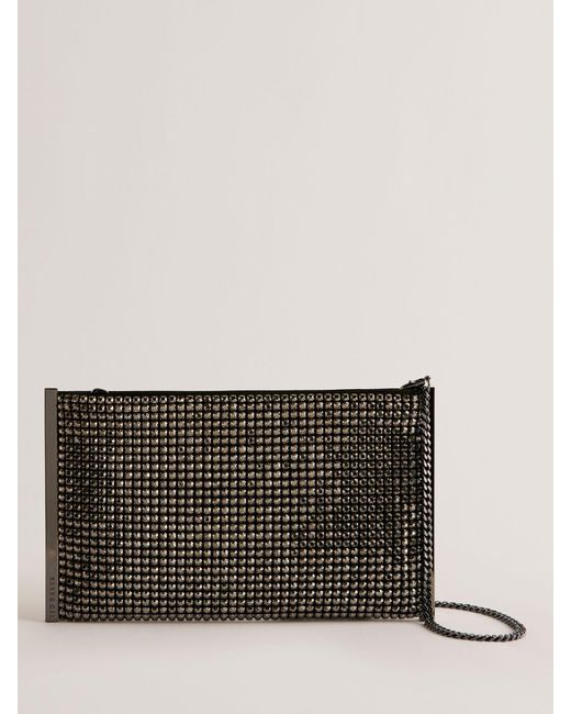 Ted Baker Gray Glitzze Crystal Clutch Bag