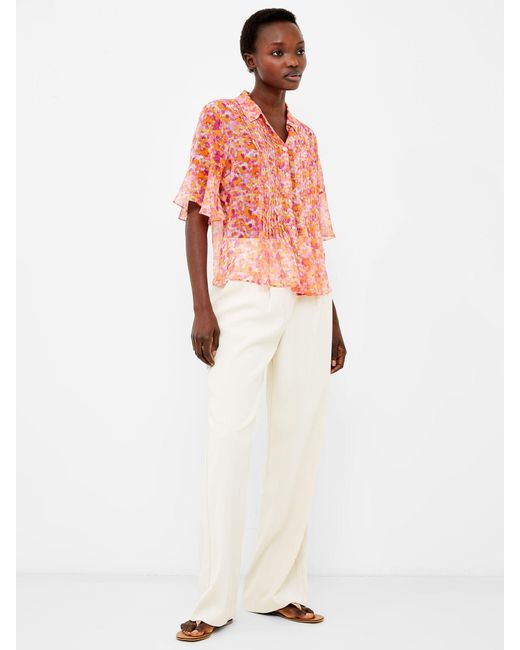 French Connection White Cass Hallie Pintuck Blouse