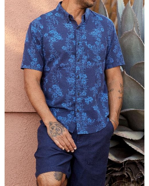 Outerknown Blue Short Sleeve Studio Shirt for men