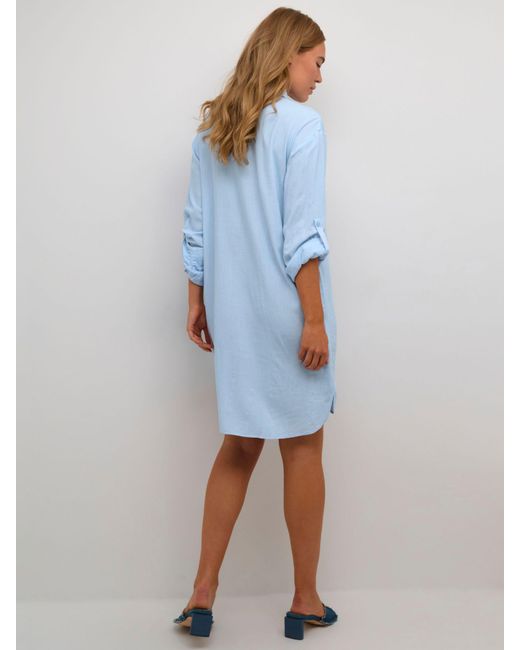 Kaffe Blue Milia Linen Blend Shirt Dress