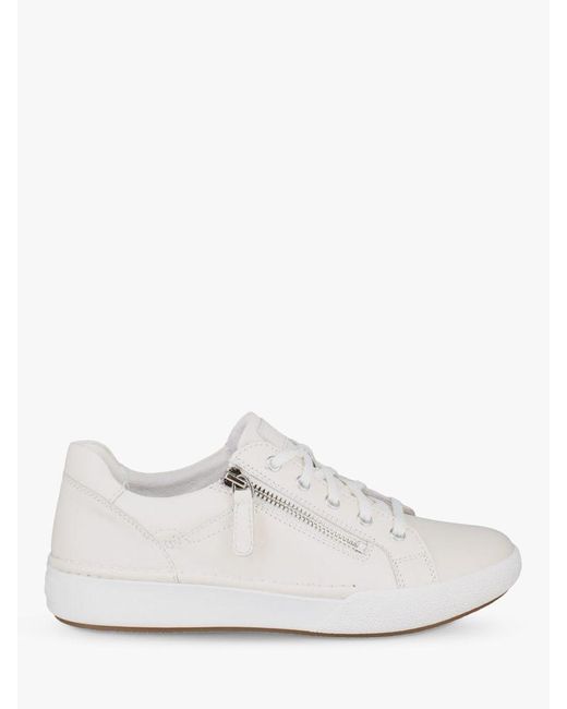 Josef Seibel White Claire 03 Leather Zip Trainers