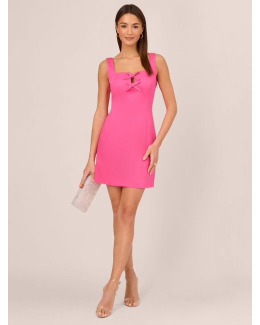 Adrianna Papell Pink Adrianna By Bow Detail A-line Mini Dress