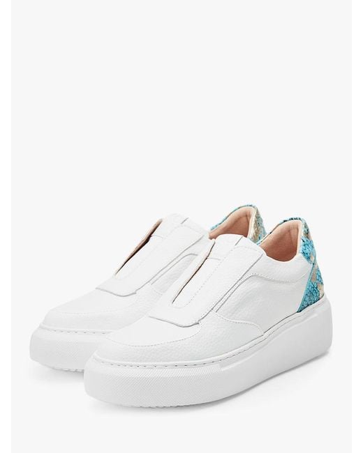 Moda In Pelle White Althea Slip On Leather Wedge Trainers
