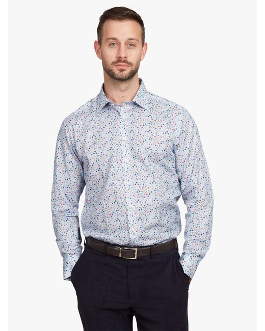 Simon Carter Blue Spots Print Long Sleeve Shirt for men