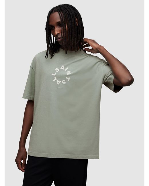 AllSaints Gray Tierra Crew Neck Organic Cotton T-shirt for men