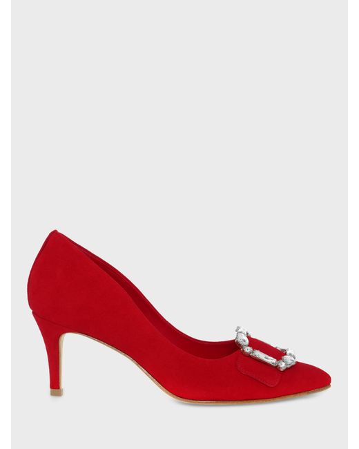 Hobbs Red Lucinda Leather Court Shoes