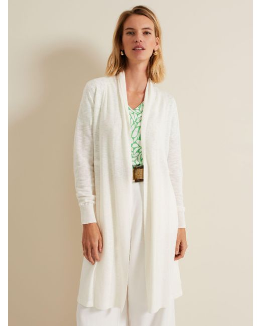 Phase Eight Natural Louise Linen Blend Longline Cardigan