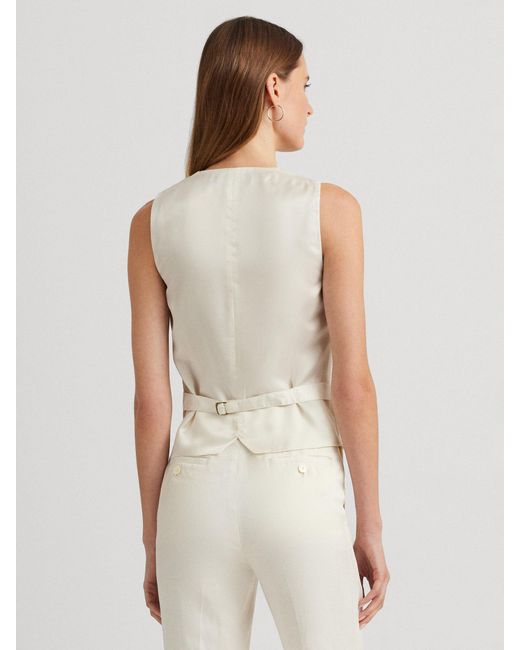 Ralph Lauren Natural Lauren Linen Blend Twill Vest