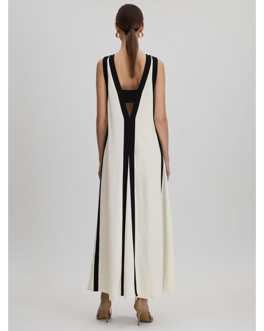 Reiss White Rae Colour-block Relaxed-fit Woven Maxi Dress