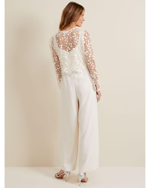 Phase Eight Natural Mariposa Lace Overlay Jumpsuit