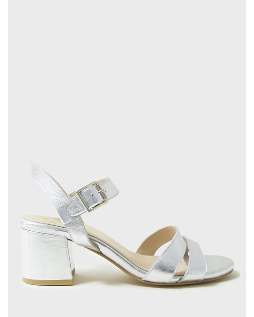 Crew White Leather Double Strap Sandals