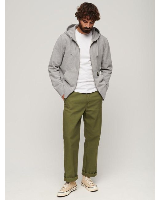 Superdry Gray Contrast Stitch Relaxed Zip Hoodie for men
