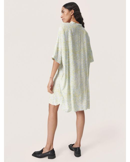 Soaked In Luxury Natural Wynter Skyway Dizzy Print Shirt Dress