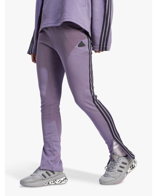 Adidas Purple 3-stripes Zip Ankle Sports Leggings