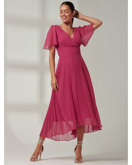 Jolie Moi Pink Elene Chiffon Midi Dress
