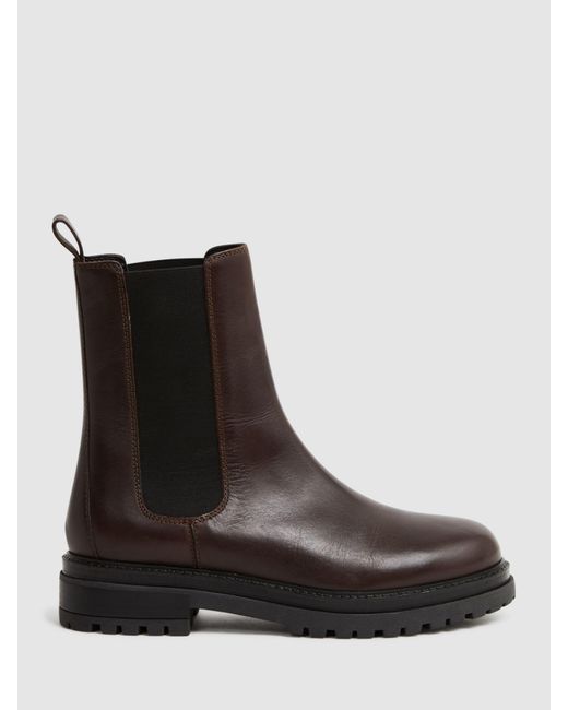 Reiss Black Thea Leather Chelsea Boots