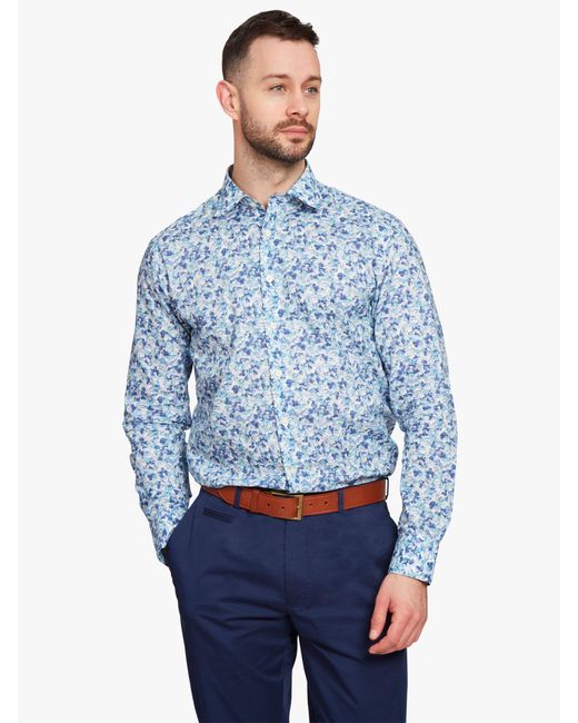 Simon Carter Blue Liberty Fabric Hilary Ann Regular Fit Shirt for men