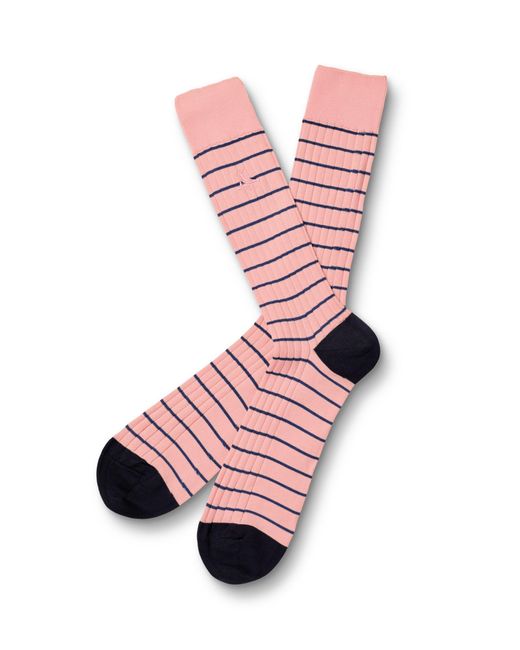 Charles Tyrwhitt Pink Cotton Blend Ribbed Stripe Socks for men