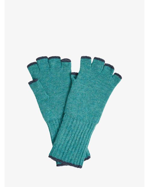 Brora Blue Cashmere Fingerless Gloves