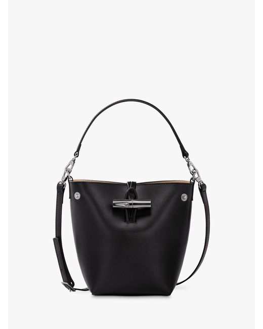 Longchamp Black Le Roseau Extra Small Leather Bucket Bag