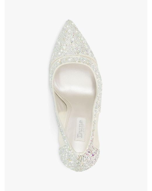 Dune White Bridal Collection Bellvue Embellished High Heel Court Shoes