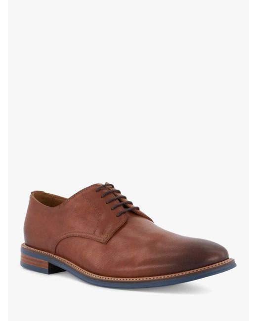 Dune Brown Stanley Leather Derby Shoes for men