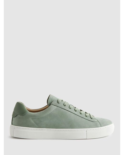 Reiss Green Finley Leather Trainers for men