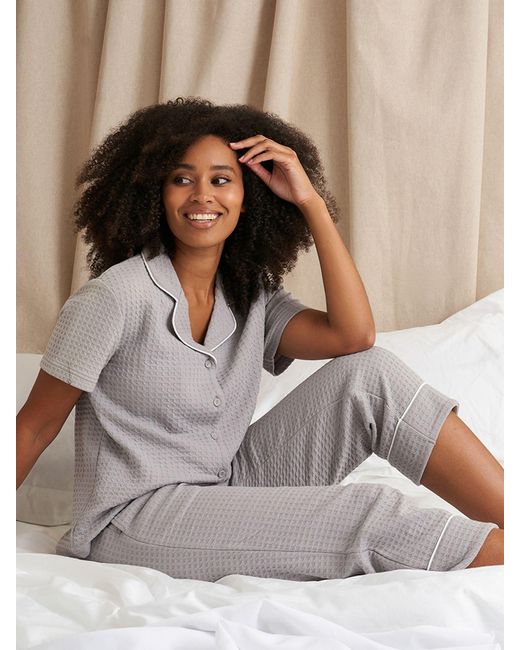 Pretty You London Gray Luxury Suite Waffle Pyjamas