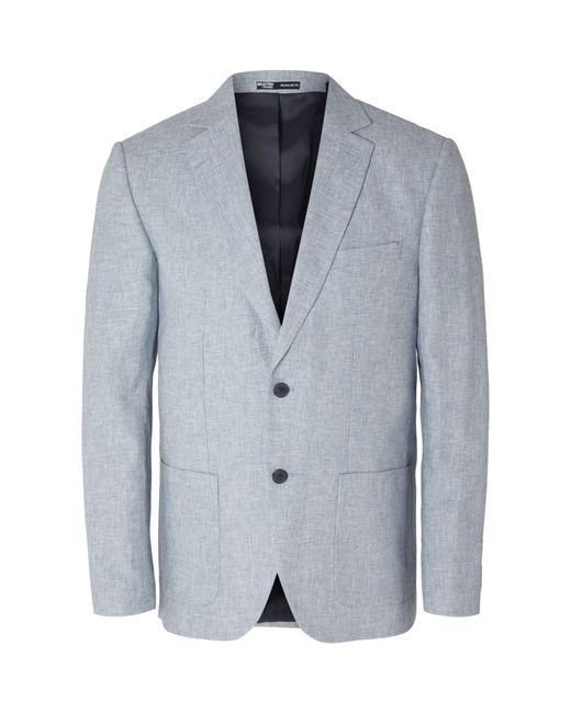 SELECTED Blue Regular Fit Linen Blazer for men