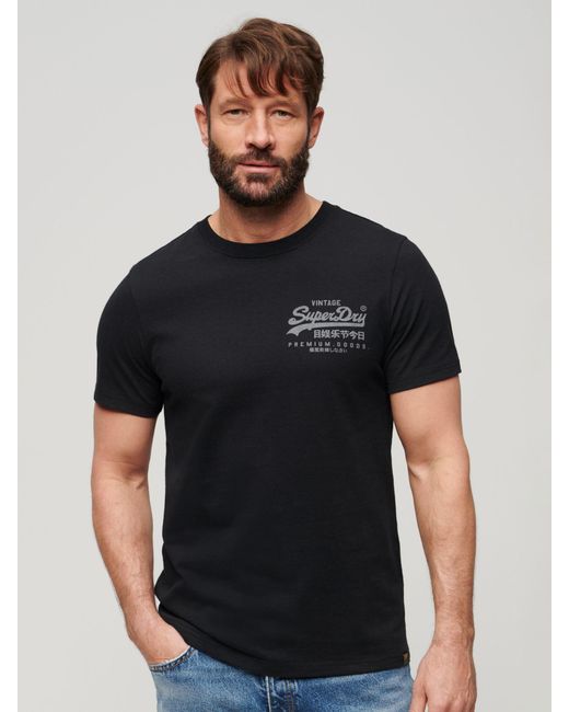 Superdry Black Vintage Logo Heritage Chest T-shirt for men