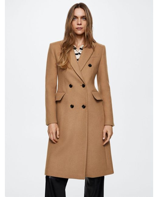 Mango Natural Wool Blend Double Breasted Coat