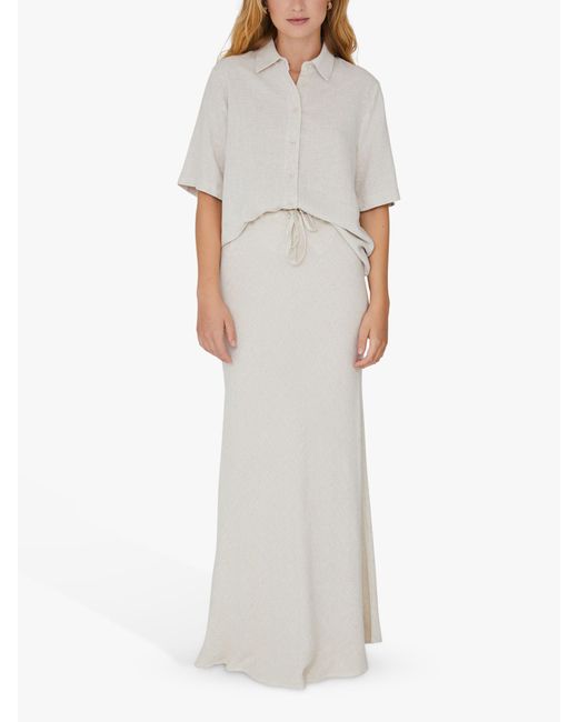 A-View White Lerke Linen Blend Maxi Skirt