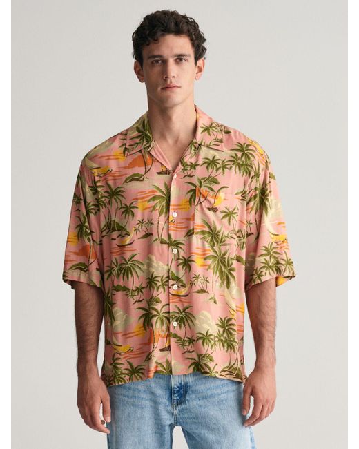 Gant Multicolor Short Sleeved Tropical Print Shirt for men