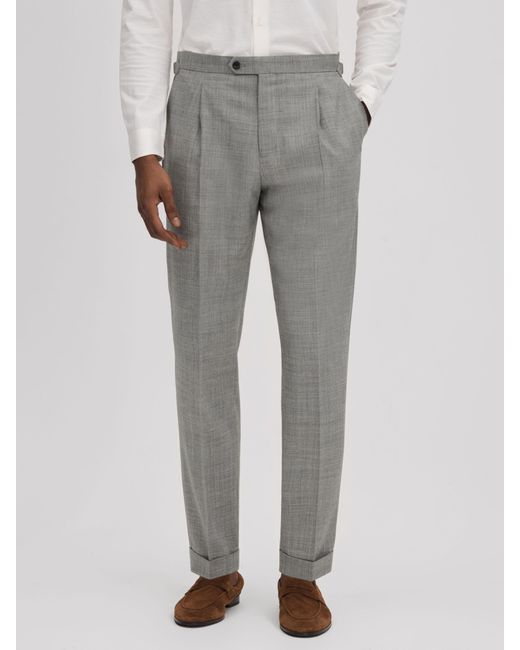 Reiss Gray Valentine Hopsack Trousers for men