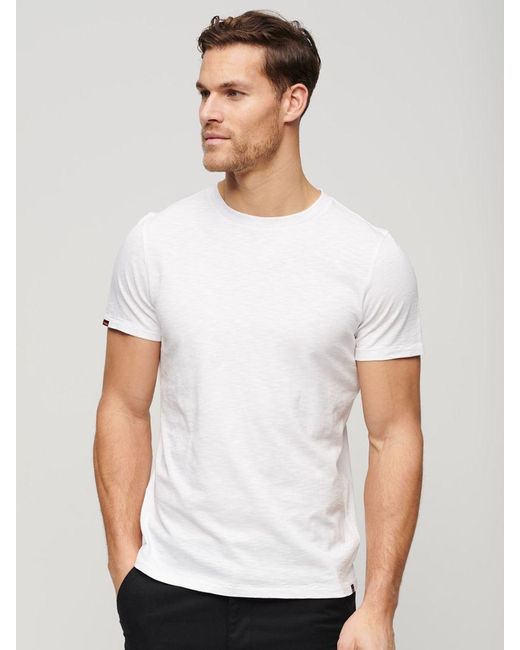 Superdry White Crew Neck Slub Short Sleeved T-shirt for men
