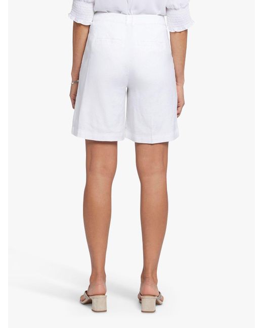 NYDJ White Relaxed Stretch Linen Blend Shorts
