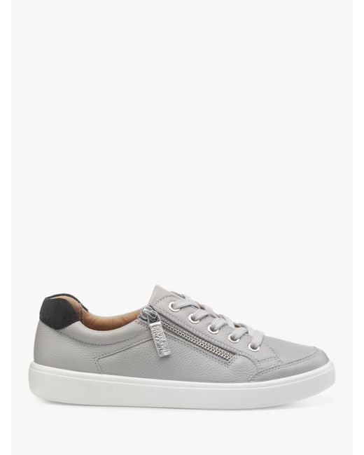 Hotter White Chase Ii Wide Fit Leather Zip And Go Trainers