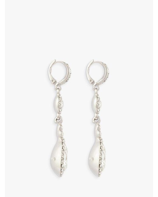 Susan Caplan White Vintage Givenchy Swarovski Crystal Drop Earrings
